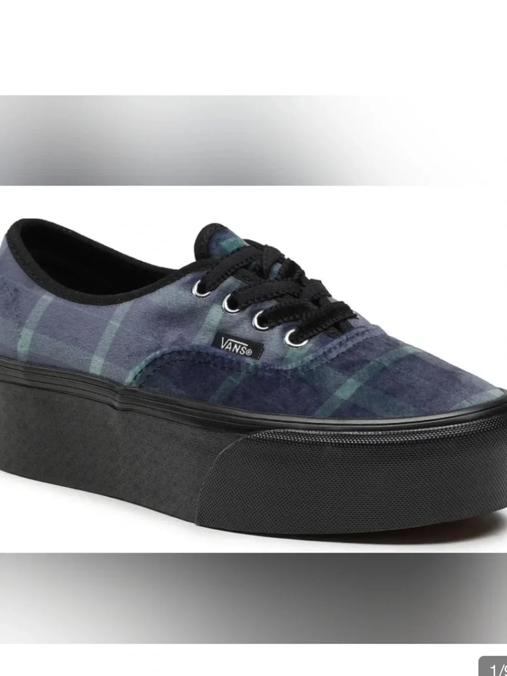 Vans Stackform Velvet Plaid Lace-Up Sneaker - Black/Blue